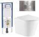 Geberit QeramiQ Dely Toiletset - 36.3x51.7cm - diepspoel - rimless - Geberit UP720 inbouwreservoir - softclose toiletzitting - steel bedieningsplaat - ronde knoppen - glans wit