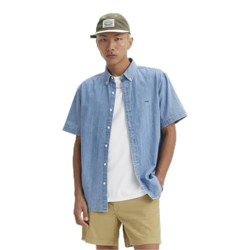 Levi's Men's Short Sleeve Authentic Button Shirt - Eli Medium Blue Wash - L