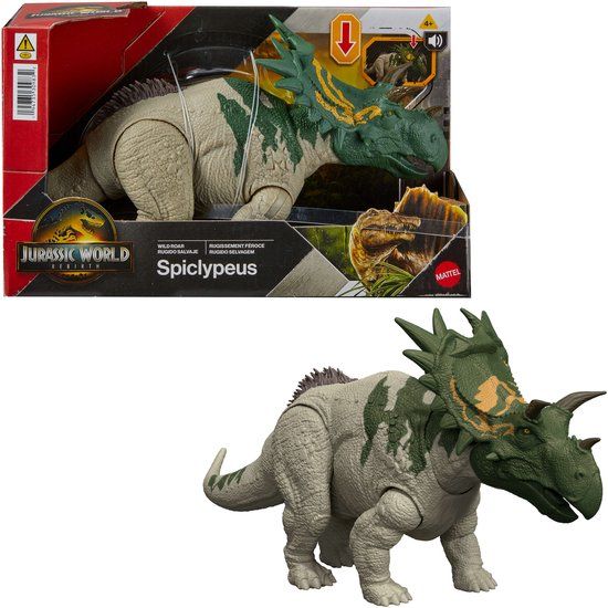 Jurassic World Rebirth Wild Brullende Spiclypeus - Met geluid en met de staart gestuurde kopstoten