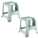 Plasticforte tabouret - 2x - 2 marches - vert - plastique - 44 x 42 x 45 cm - jusqu'à 120 kg - Marchepied - Escabeau