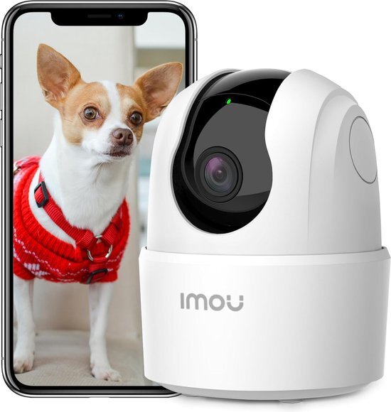 Imou Ranger 2C 4MP WLAN-camera indoor 360 graden draaibaar met Alexa, SD-kaarten tot 256 GB, nachtzicht - huisdieren, babyfoon-camera