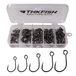THKFISH 50 stuks enkele haak vervanging voor kunstaas, ronde inline haken, groot oog met weerhaken zout en zoet water #2#1 1/0 2/0 3/0 zwart