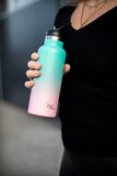 Roestvrijstalen drinkfles 500 ml - thermosfles met rietje, dubbelwandig (Mint roze, 0,5 L)