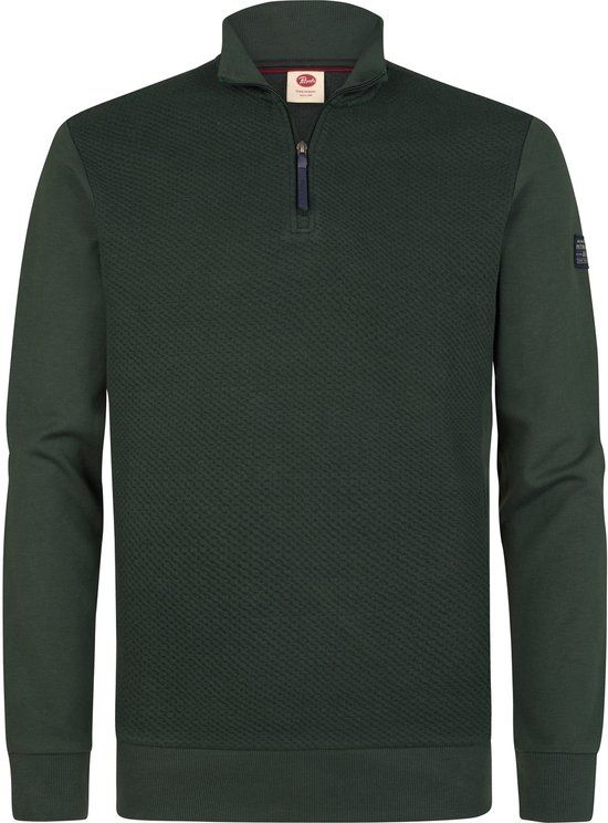Petrol Industries Heren Katoenen half-ziptrui forgecrest - Deep Green - Maat XXL