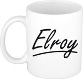 Bellatio Decorations Elroy Naam koffiemok - beker - met sierlijke letters - wit
