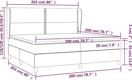 vidaXL Boxspring met matras fluweel donkergrijs 200x200 cm