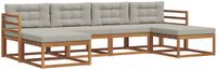 vidaXL Bank loungeset 6 zitplaatsen Acacia hout Naturel en lichtgrijs