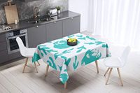 Bonamaison Tafelkleed, Anti-Mold, Sneldrogend, Waterdicht, 100% Polyester Tafellaken, Turkoois, wit, 140 x 140 Cm