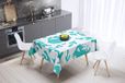 Bonamaison Tafelkleed, Anti-Mold, Sneldrogend, Waterdicht, 100% Polyester Tafellaken, Turkoois, wit, 140 x 140 Cm