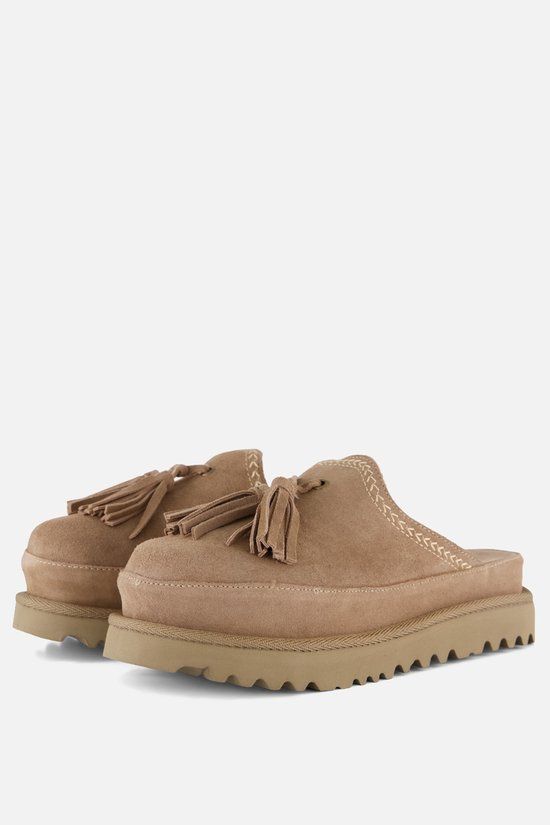 Warmbat Drysdale Exclusief Muiltjes taupe Suède - Maat 37