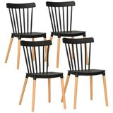 HOMCOM Eetkamerstoel PP 48x52.5x83cm Zwart