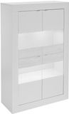Vente-unique Vitrinekast COMETE - Met ledverlichting - Vier deuren - Wit gelakt