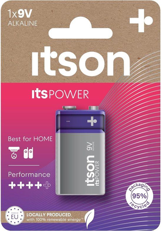 ITSON 9V Alkaline Battery - 1 Pack - 6LR61IPO/1CP