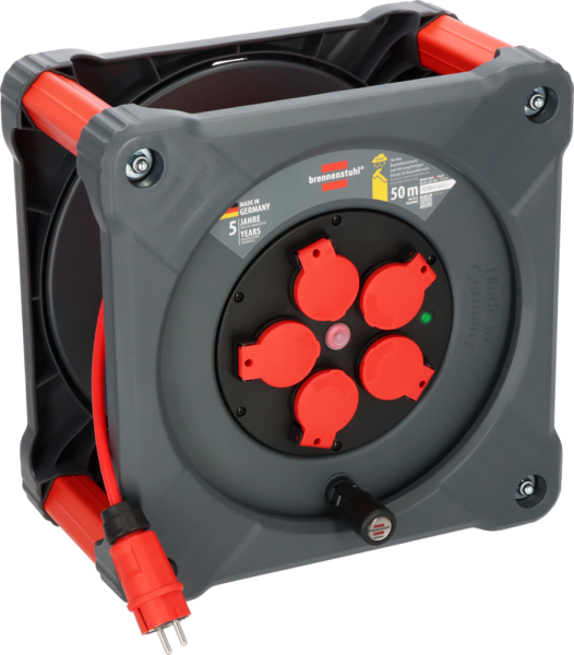 Brennenstuhl Professional KA 5110 Bouwplaats Cube 5-voudig Kabelhaspel - 33m - Rood