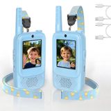 Merkloos Walkietalkie voor kinderen - Video - Oplaadbaar - 2 stuks - Blauw - Met lanyard