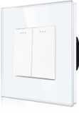 Interrupteur moderne en cristal, 2 voies et 1 interrupteur, plaque murale avec points lumineux