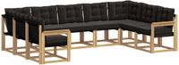 vidaXL - Hoek loungeset - 9 zitplekken - Wit en zwart - Acacia hout
