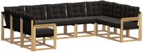 vidaXL - Hoek loungeset - 9 zitplekken - Wit en zwart - Acacia hout