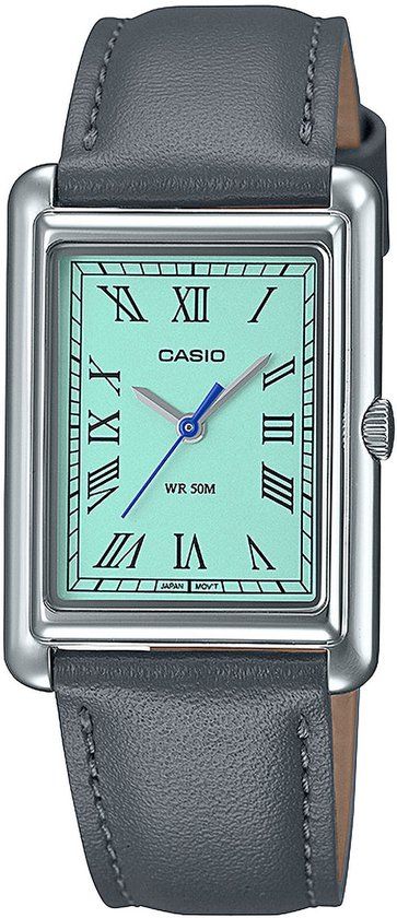 Casio Collection LTP-B165L-2BVEF - Dameshorloge - Grijs leer - Blauwe wijzerplaat - 24 mm