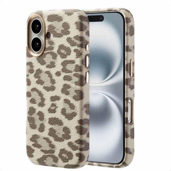Selencia Sabi Backcover Panterprint met MagSafe voor de Apple iPhone 16 - Soft Ivory