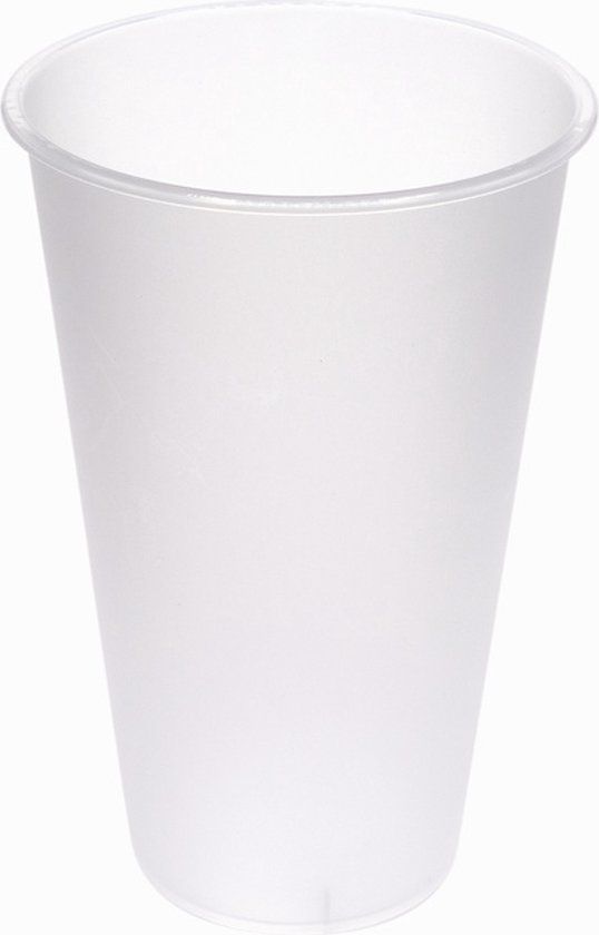 papstar Milkshakebekers "herbruikbaar" 400ml (16oz), PP Ø 9 x 13,5 cm transparant plus deksel. (50 stuks)