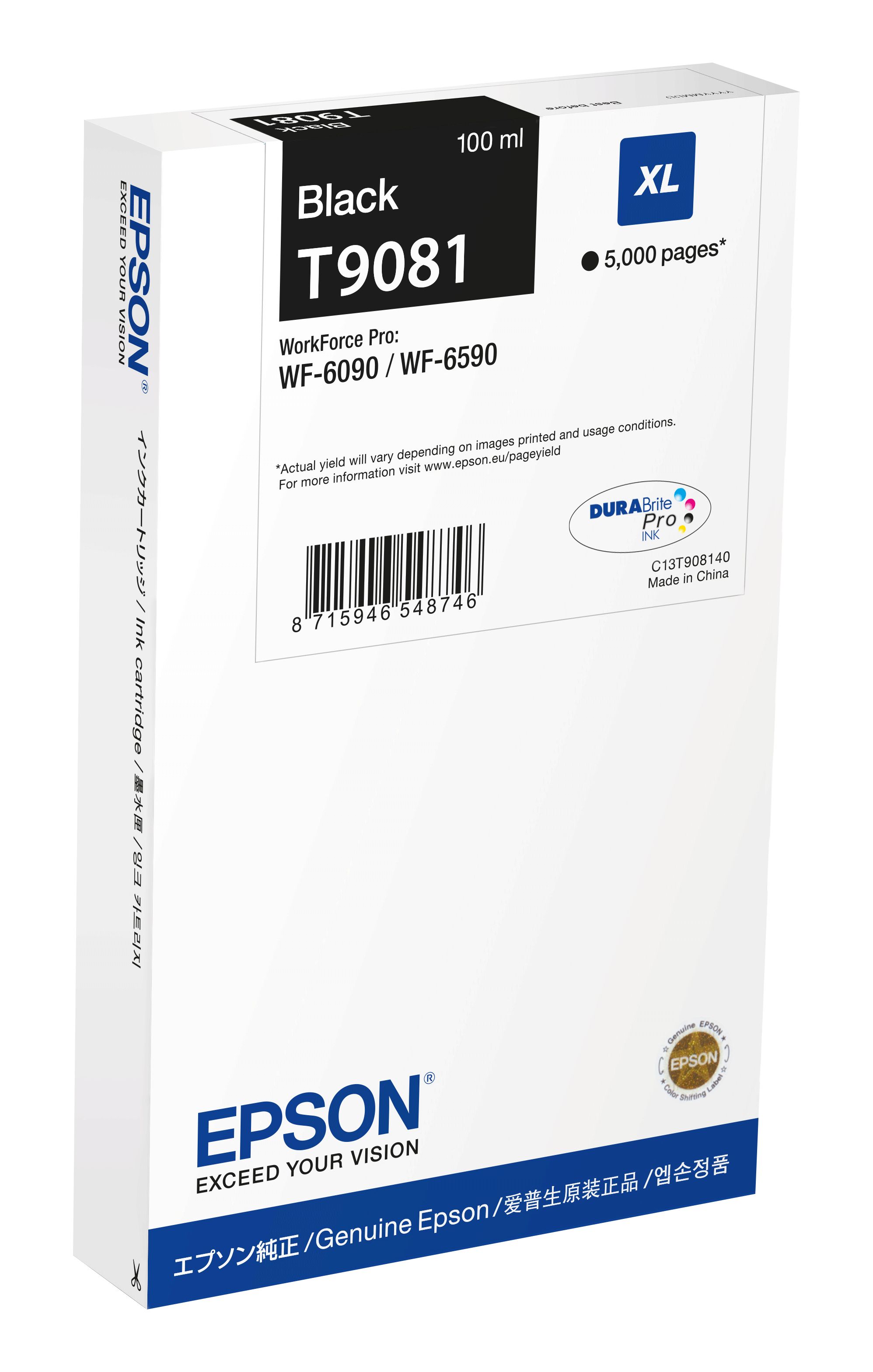 Epson T9081 XL Zwart Inktcartridge - 100 ml - C13T908140