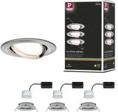 Paulmann Lampe encastrable LED Nova Coin Set de 3 orientable rond 84 mm 50° Coin 3x6W 3x470lm 230V 2700K Acier brossé