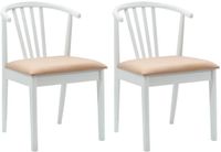 vidaXL Eetkamerstoel 2 stuks Massief Rubberhout Wit en Bruin