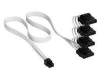 CORSAIR Elite Premium Type 5 Individueel Omhulde PATA (4 connectoren) PSU-Kabel – Drievoudige mesh paracord-omhulling, compatibel met Corsair Type 5 PSU's – Wit