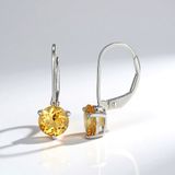Cavill - Zilveren Oorbellen - 925 Sterling Zilver - Braziliaanse Citrien 1,1 Ct - Rond Geslepen Edelstenen - Elegante Oorbellen Dames