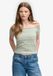 Superdry Bardot Off-Shoulder Top Slanke Pasvorm Dames Lichtjadegroen Gestreept Katoen/Elastaan