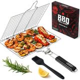 Panier à grillades panier de barbecue - Panier à grillades peu profond - Avec pinceau de cuisine - Coffret cadeau dans une boîte cadeau