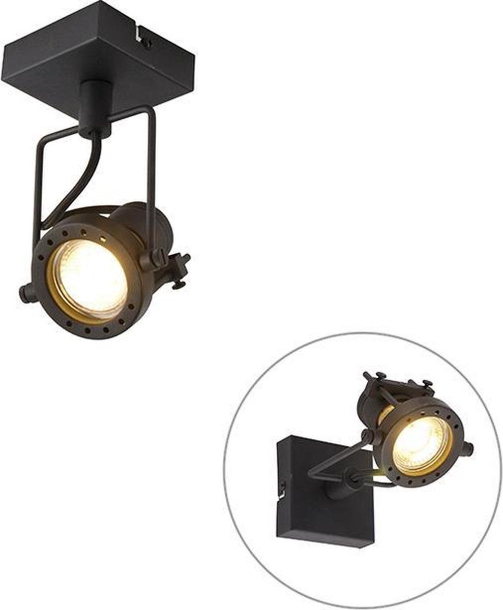 QAZQA Suplux - Plafondspot - 1 lichts - Zwart - Industrieel