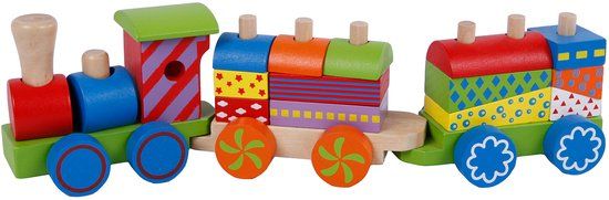 2-play Treinset met 2 houten wagons