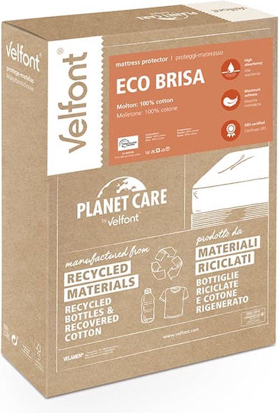 Velfont Eco Brisa Matrasbeschermer - Molton - 90x220 cm - Wit
