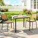 Lot de 2 chaises de jardin résistantes aux intempéries, en acier et bois naturel, empilables avec dossier, charge max 160 kg.