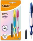 BIC EasyClic Vulpen Schoolpen - Blauwe pen met 2 Navullingen - Ergonomische grip - 2 stuks