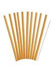 KitchenCraft Natural Elements Herbruikbare Rietjes, Tiendelige Bamboe Rietjesset met Reinigingsborsteltje, 19 Centimeter