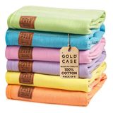 GOLD CASE Turkse strandlaken badhanddoeken LYCIA Serie - Set van 6 - XXL Oversized 177,8 x 100,6 cm -100% katoen - Sneldrogende lichtgewicht zandvrije Turkse handdoek