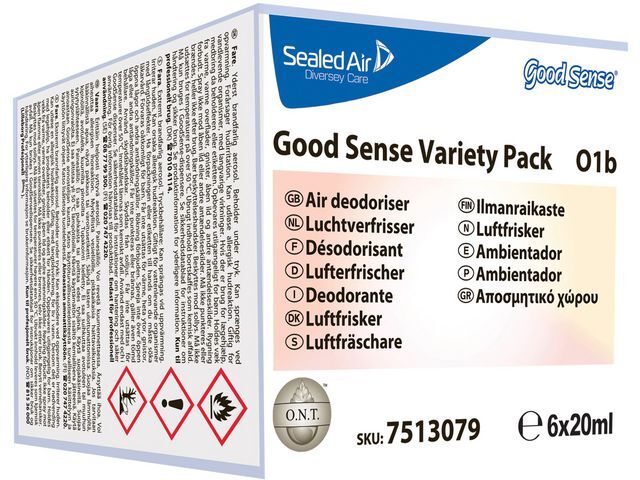 Diversey Diversey Good Sense automatische luchtverfrisser navulling cartridge diverse geuren in verpakking 12 x 20 ml