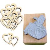 Petra's knutsel-News A-SP57HD57 set om kaarten te maken "dubbel hart" bestaande uit 1 stempel en 10 x houten deel dubbel hart 30 mm