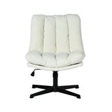 Meuble Cosy Woonkamerstoel, 360 graden draaibaar, in hoogte verstelbaar, zonder wielen, armleuningen, gekruiste benen met dikke rugleuning, chenille-stof, beige