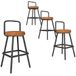 Tabourets de bar - Dossier ergonomique - Similicuir polyuréthane hydrofuge - Rembourré - Cadre métallique robuste - Ensemble de 4 - Marron