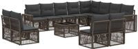 vidaXL Tuinbank Set 13-delig Grijs en Donkergrijs Poly Rattan