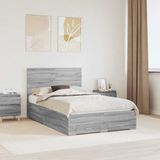 vidaXL Bedframe with Drawer Grey Sonoma 135 x 190 cm Engineered Wood