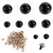 Yeux de sécurité, set de 90 pièces, plastique, 10-30 mm, noir
