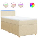 VidaXL Boxspringbed met matras, crème kleur, 90x200 cm, stof