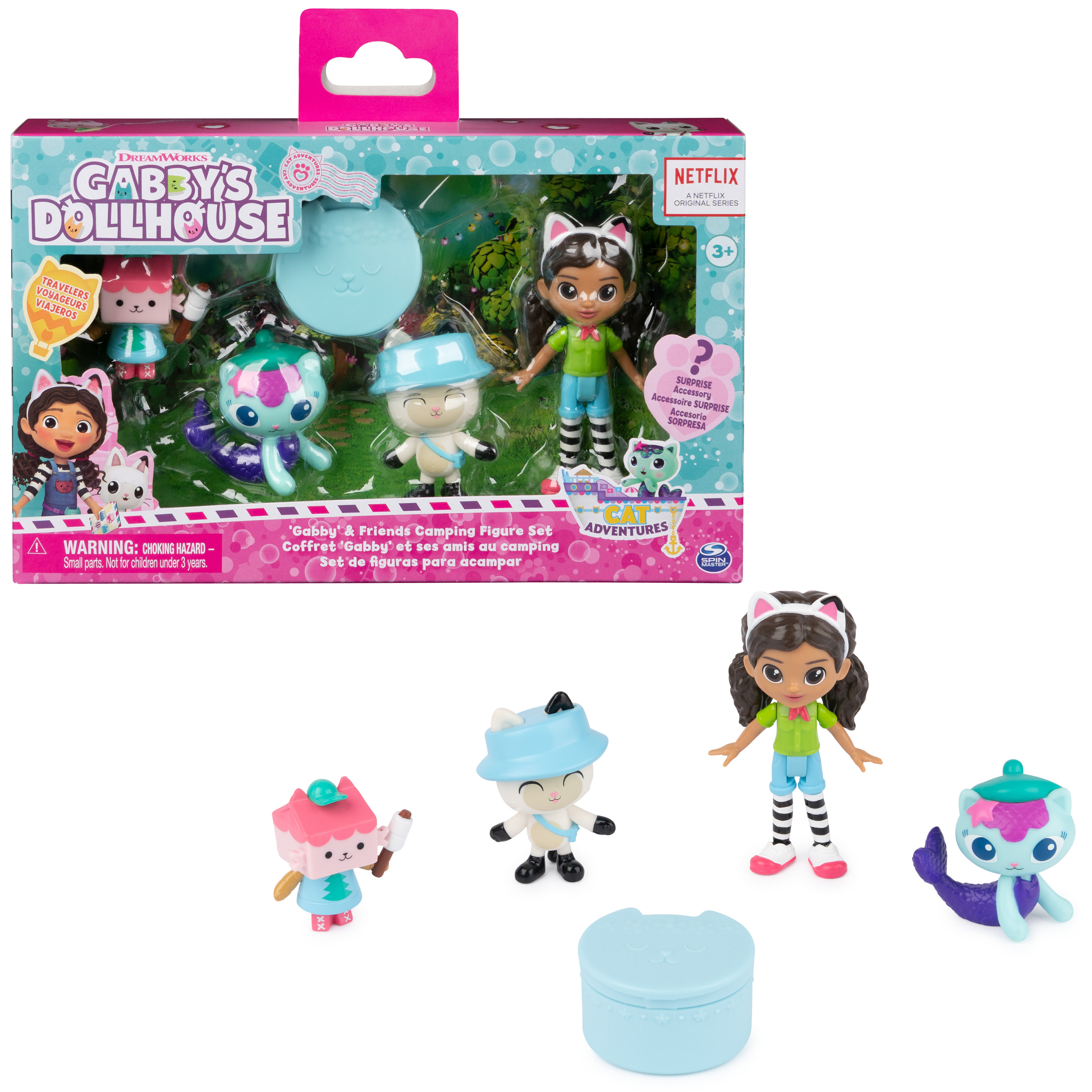 Spin Master Gabby’s Poppenhuis - Kampvuur-cadeauset met speelgoedfiguren van Gabby, Pandy Poek, Babykitty en Meerminkat