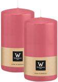 Wiedemann Bougie cylindrique/bougie pilier - 2x - Rose - 13 x 7 cm - 52 heures de combustion
