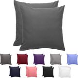 Komfortec Set van 2 Premium Kussenslopen 50x50 cm - Superzachte Kussenhoes - 100% Microvezel - 120g/m² - Antraciet